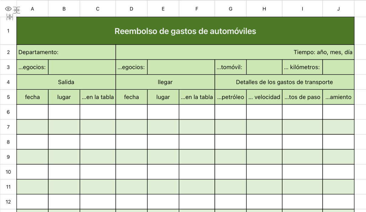 Formulario de reembolso de gastos de automóviles